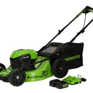 Greenworks 48V 21in Cordless Self Propelled Lawn Mower Kit with 5Ah Battery 2pk & Charger